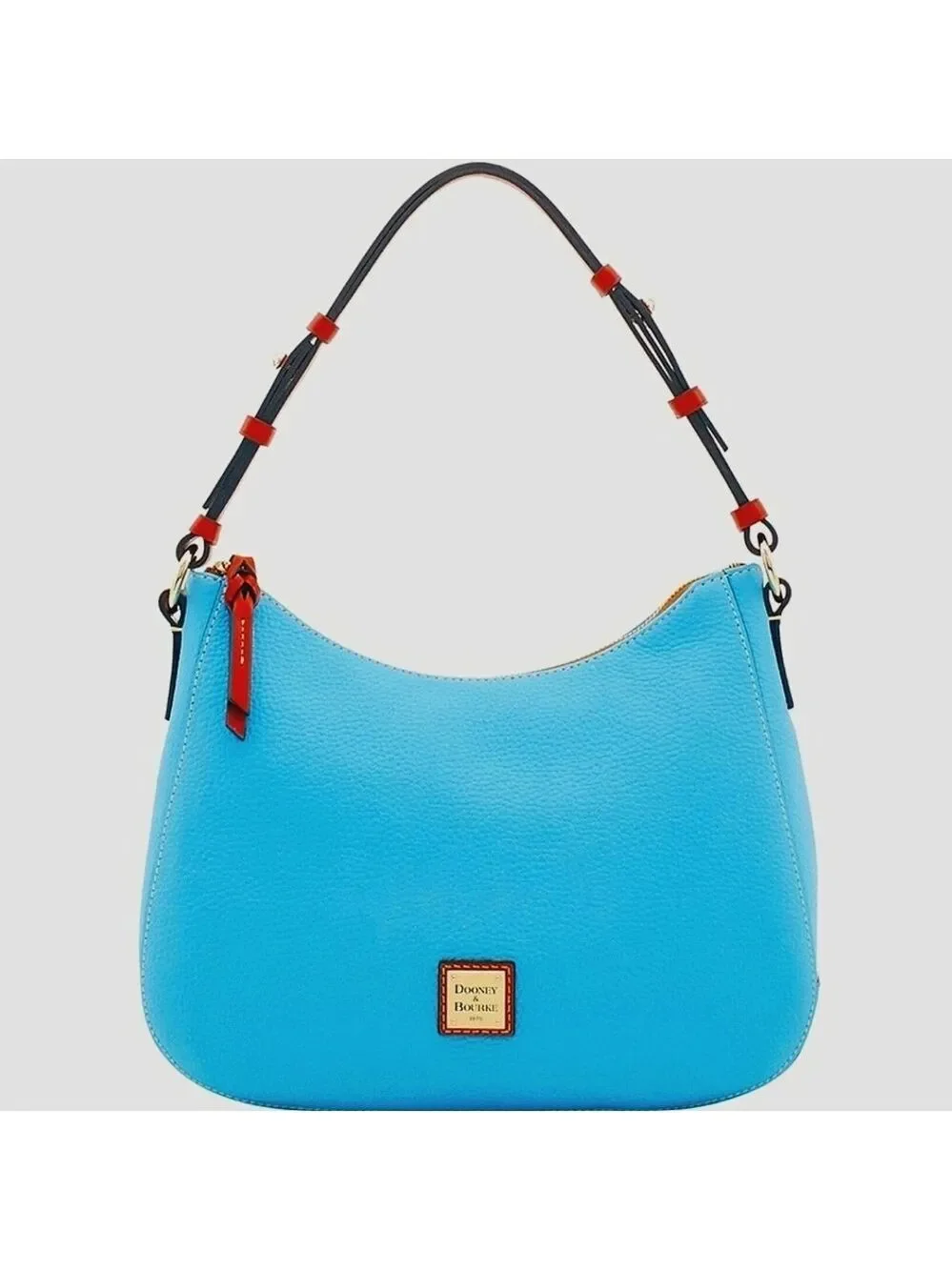 Dooney & Bourke Kiley Aqua Blue Brown Hobo Shoulder Bag Pebble leather Purse guc
